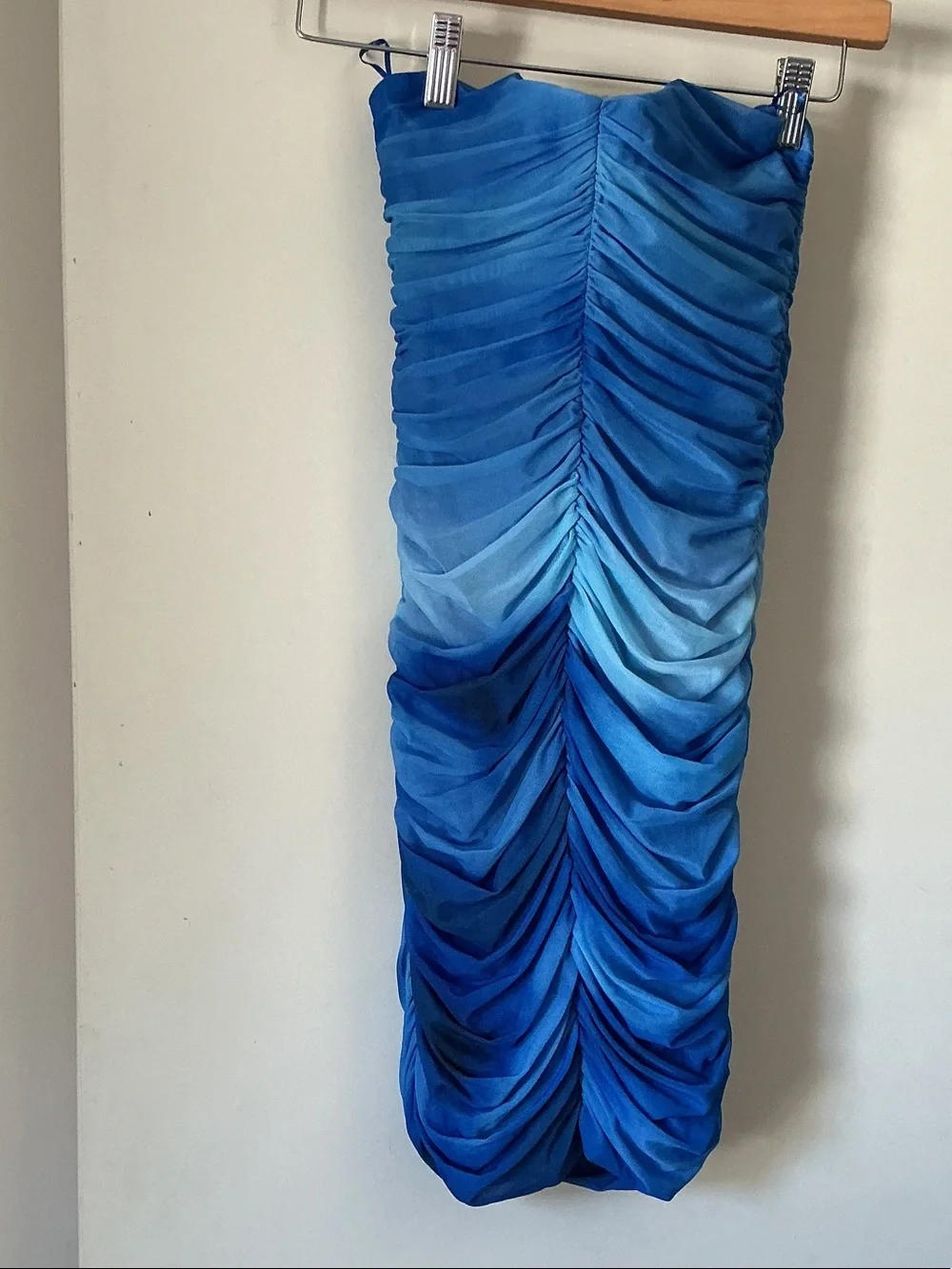 ZARA Blue Ruched Midi Skirt - Women's